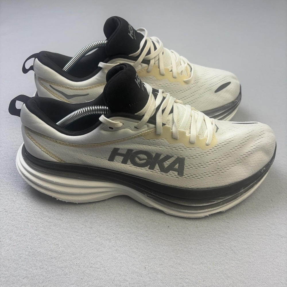 Hoka One One Bondi 8 Wide Shoes Mens Size 10.5 2E White Running Sneakers 1127953